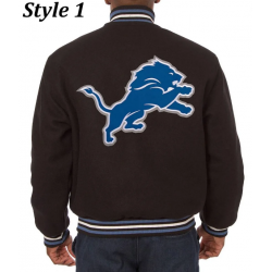 Detroit Lions Black and White Varsity Jacket